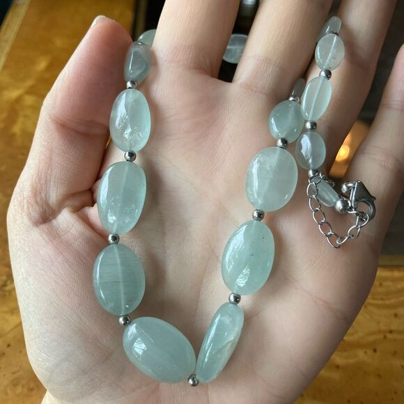 Natural Aquamarine Sterling Silver Necklace - Picture 6 of 9